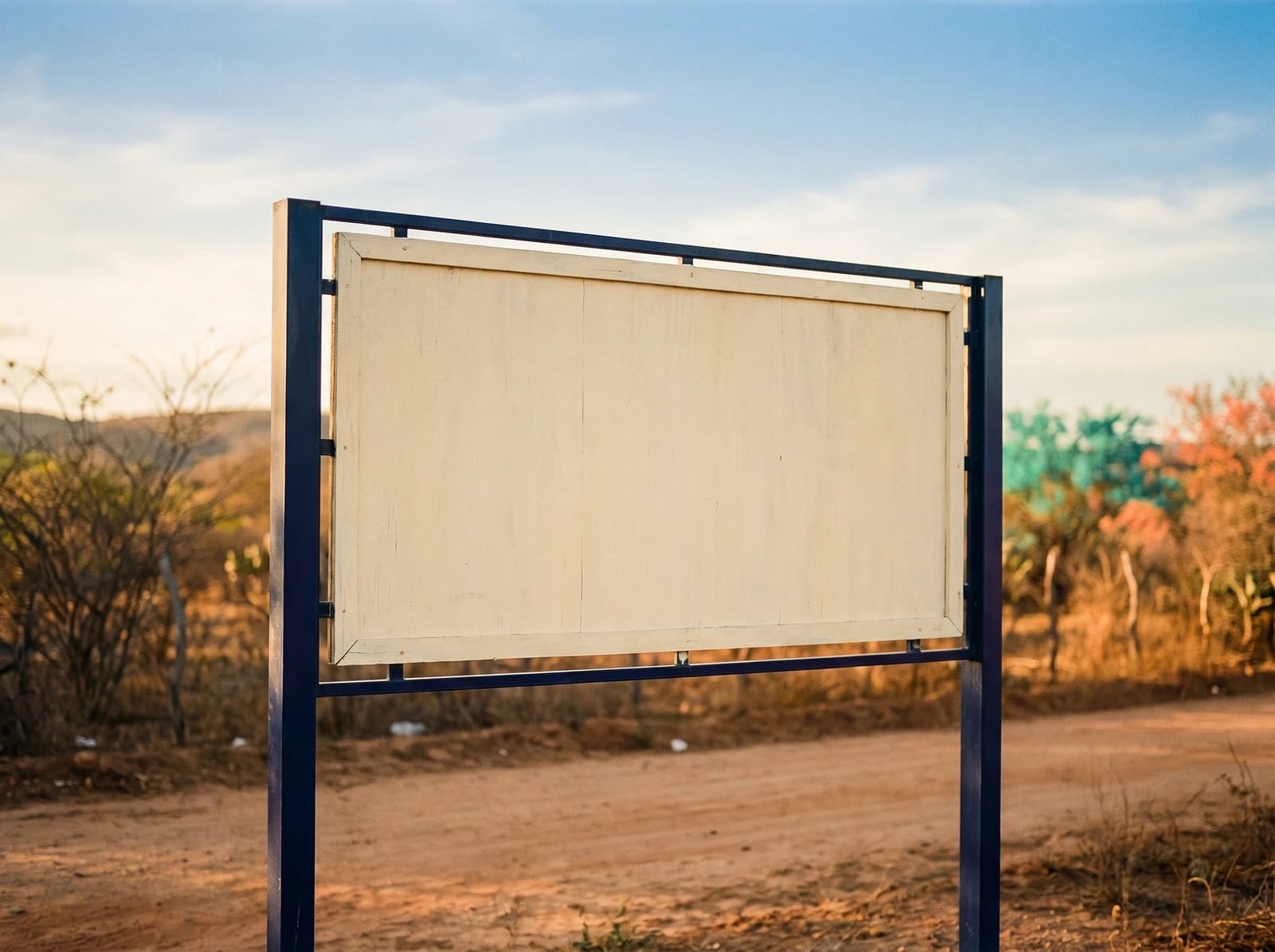 Painel de outdoor em branco à beira de estrada, reservado para a peça real do projeto